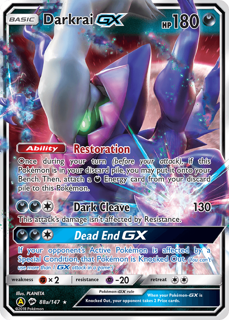 Darkrai GX — Burning Shadows #88a, raw, NM