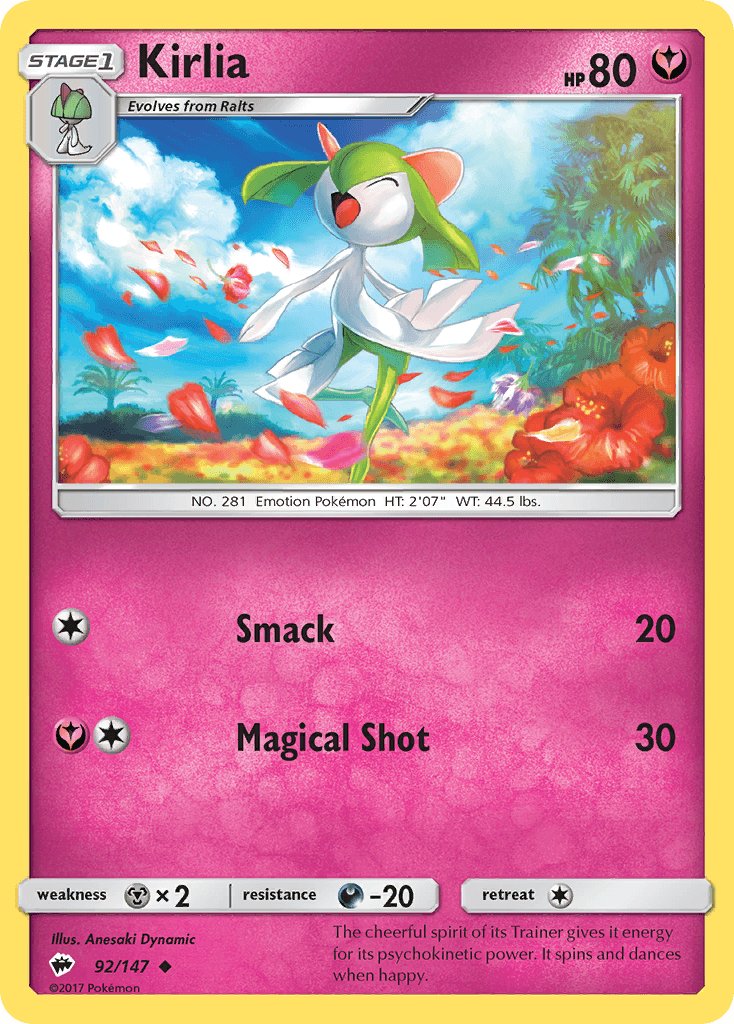 Kirlia — Burning Shadows #92/147, raw, NM