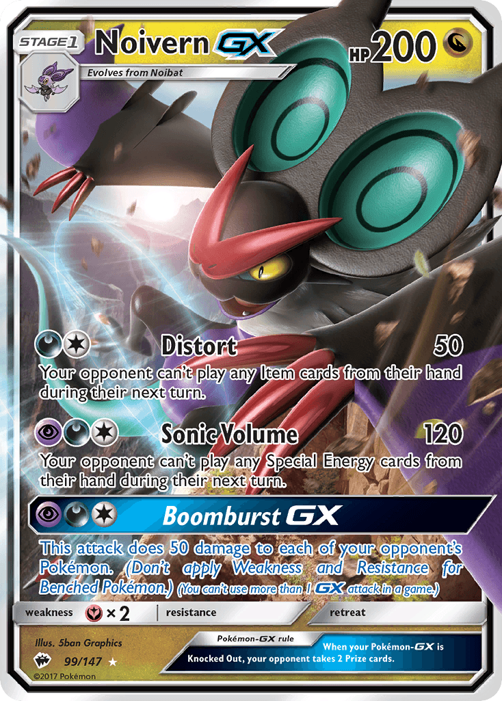 Noivern GX — Burning Shadows #99/147, PSA 9