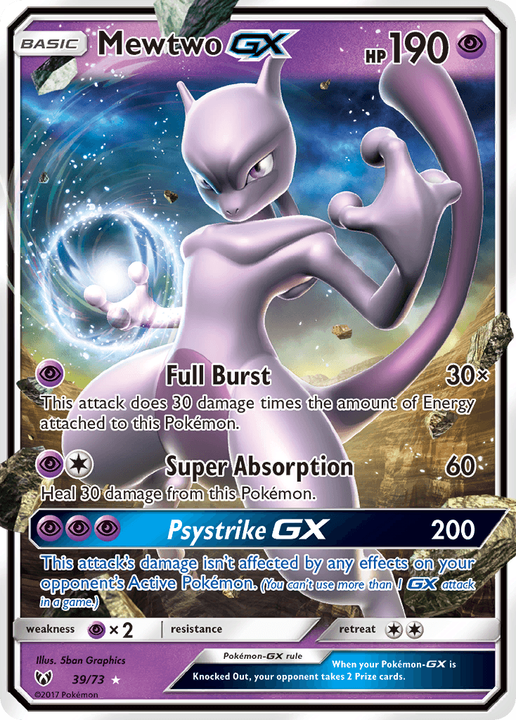 Mewtwo GX — Shining Legends #39/73, PSA 9