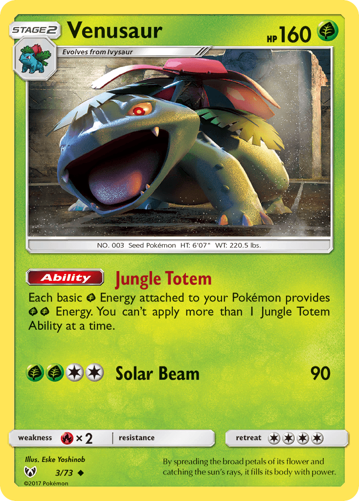 Venusaur — Shining Legends #3/73, raw, NM