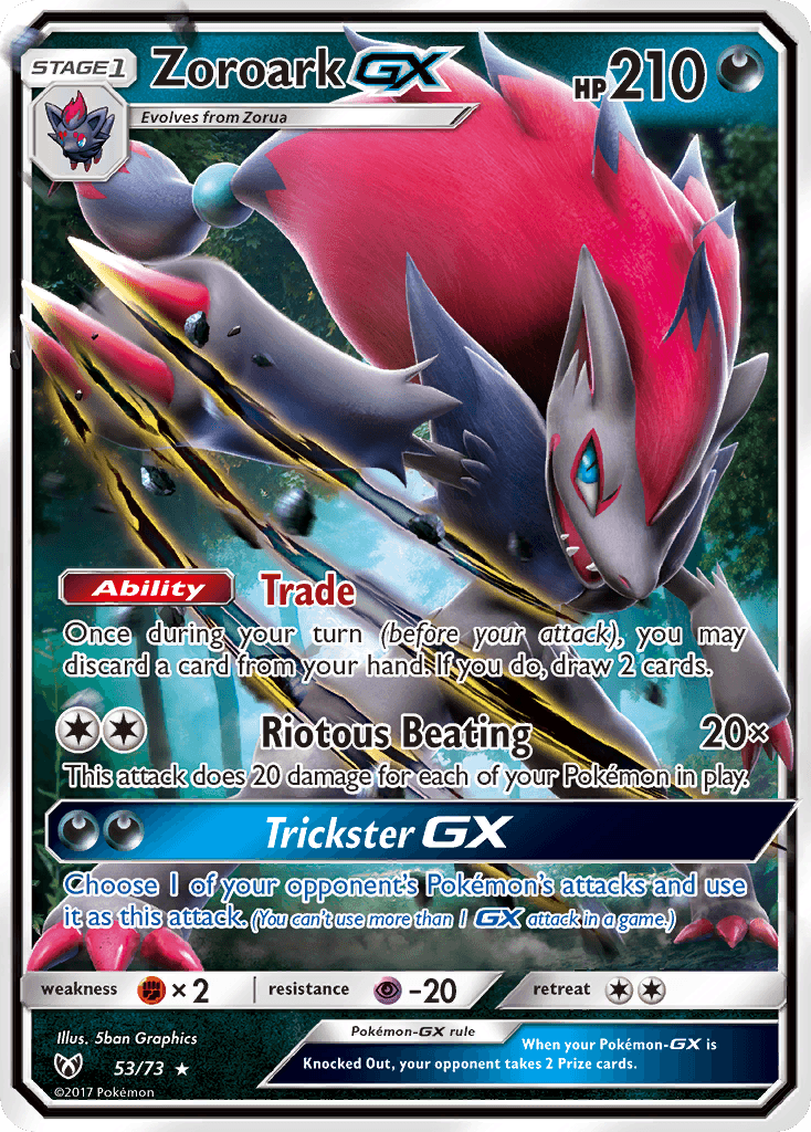 Zoroark GX — Shining Legends #53/73, PSA 8