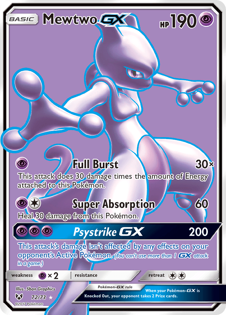 Mewtwo GX — Shining Legends #72/73, PSA 8