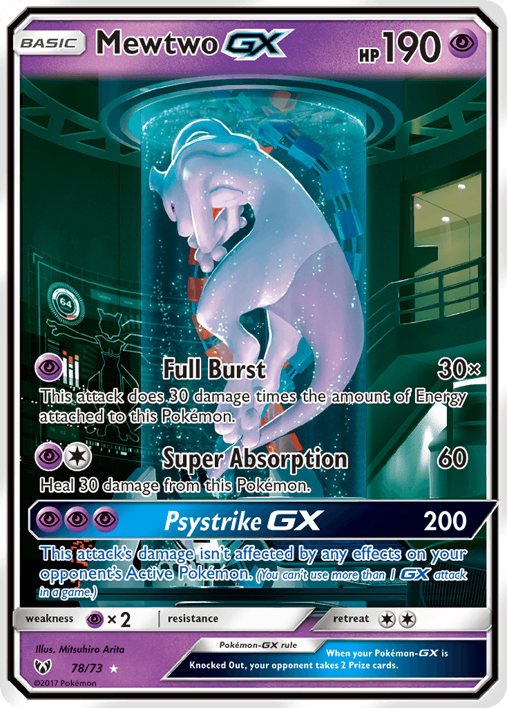 Mewtwo GX — Shining Legends #78/73, PSA 10