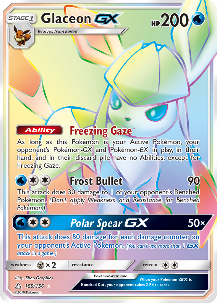 Glaceon GX — Ultra Prism #159/156, raw, NM