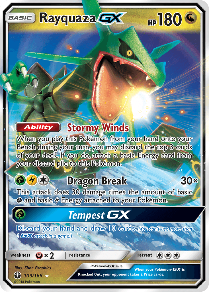 Rayquaza GX — Celestial Storm #109/168, PSA 10