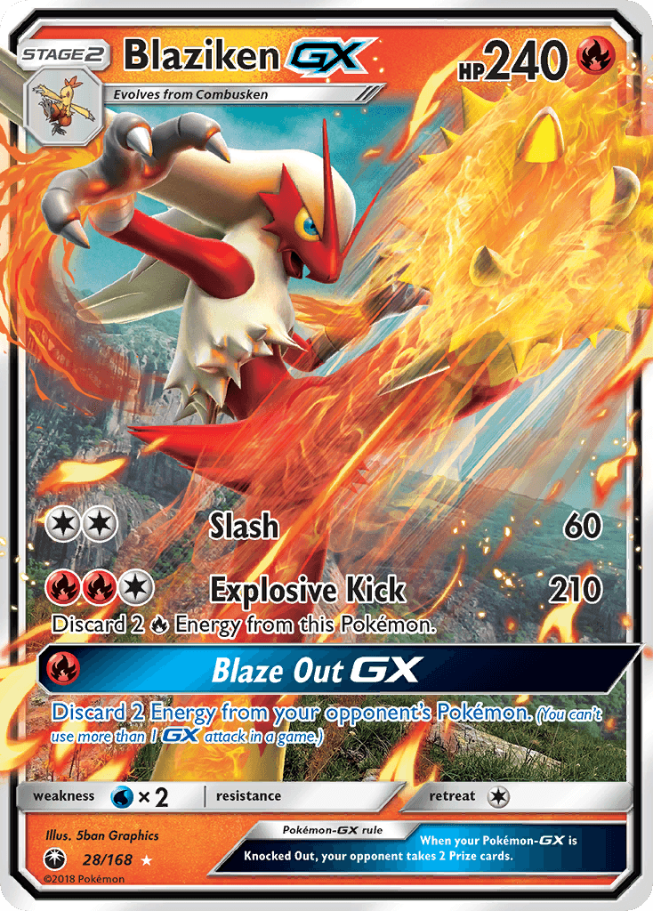 Blaziken GX — Celestial Storm #28/168, raw, NM