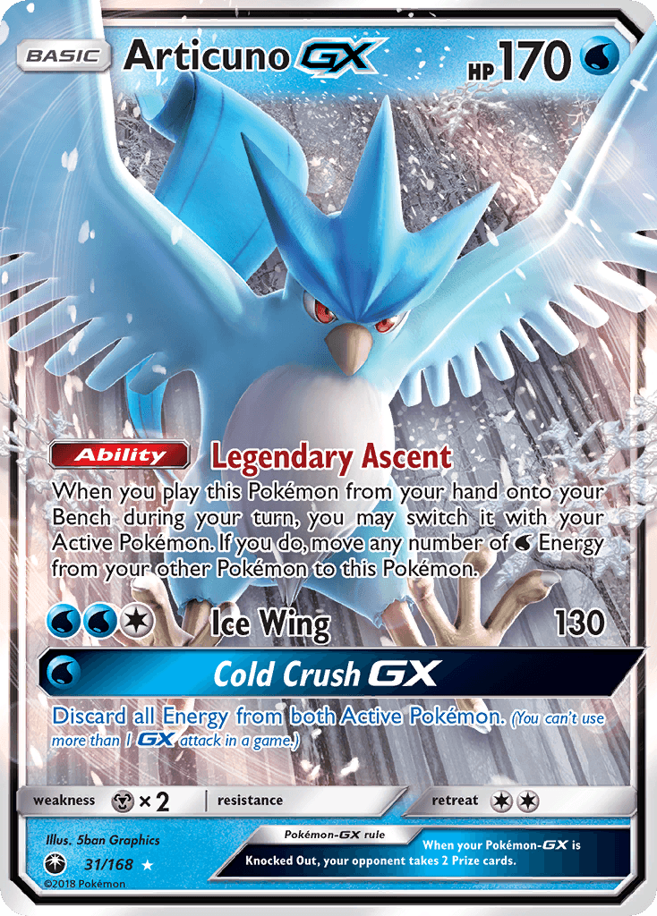 Articuno GX — Celestial Storm #31/168, raw, NM