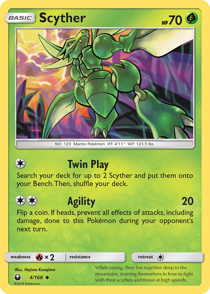 Scyther — Celestial Storm #4/168, raw, NM