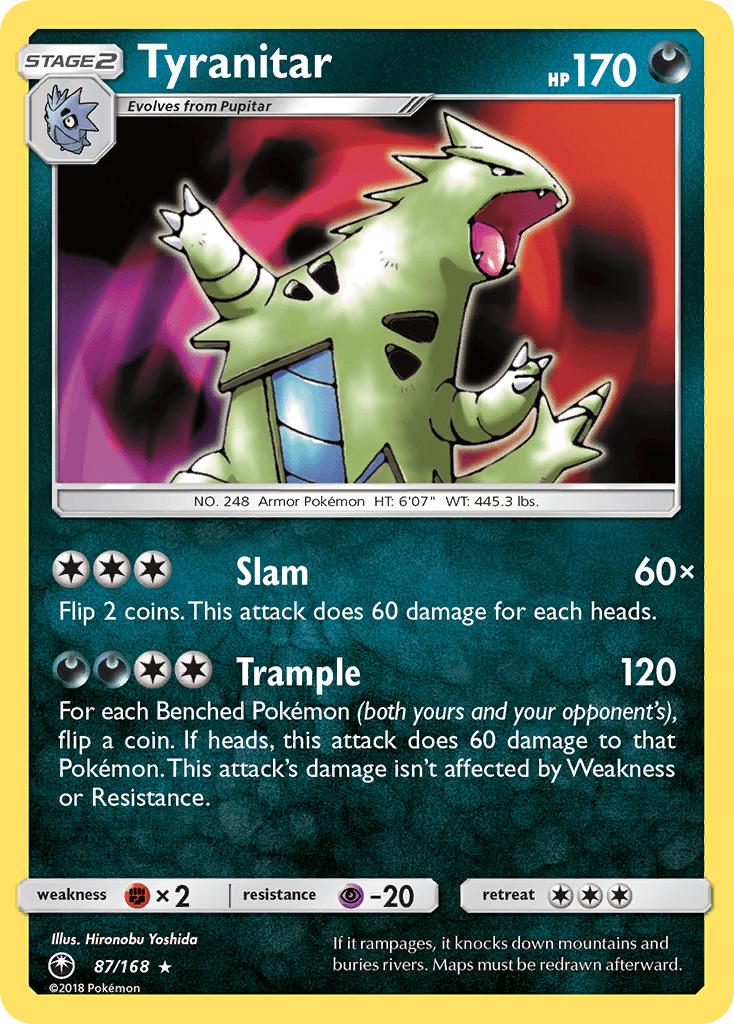 Tyranitar — Celestial Storm #87/168, raw, NM