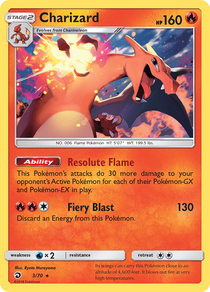Charizard — Dragon Majesty #3/70, raw, NM