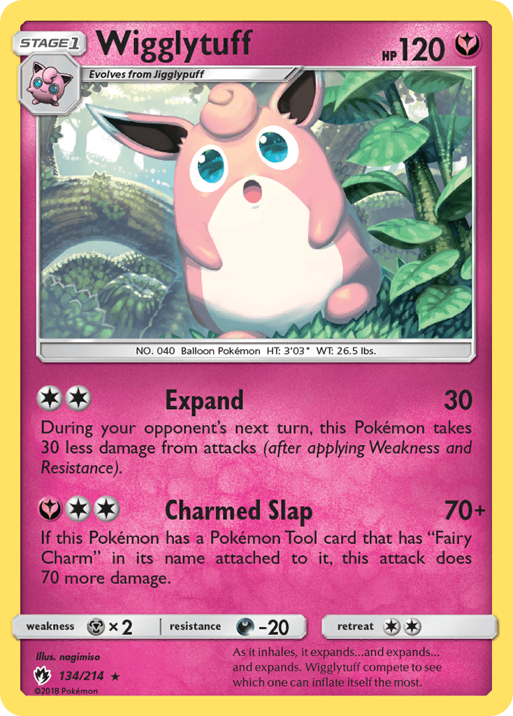 Wigglytuff — Lost Thunder #134/214, raw, NM