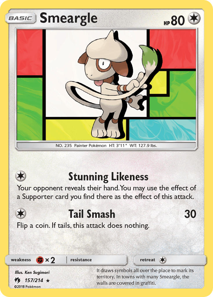 Smeargle — Lost Thunder #157/214, raw, NM