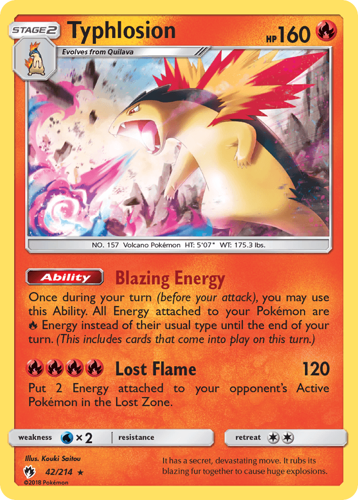 Typhlosion — Lost Thunder #42/214, raw, NM