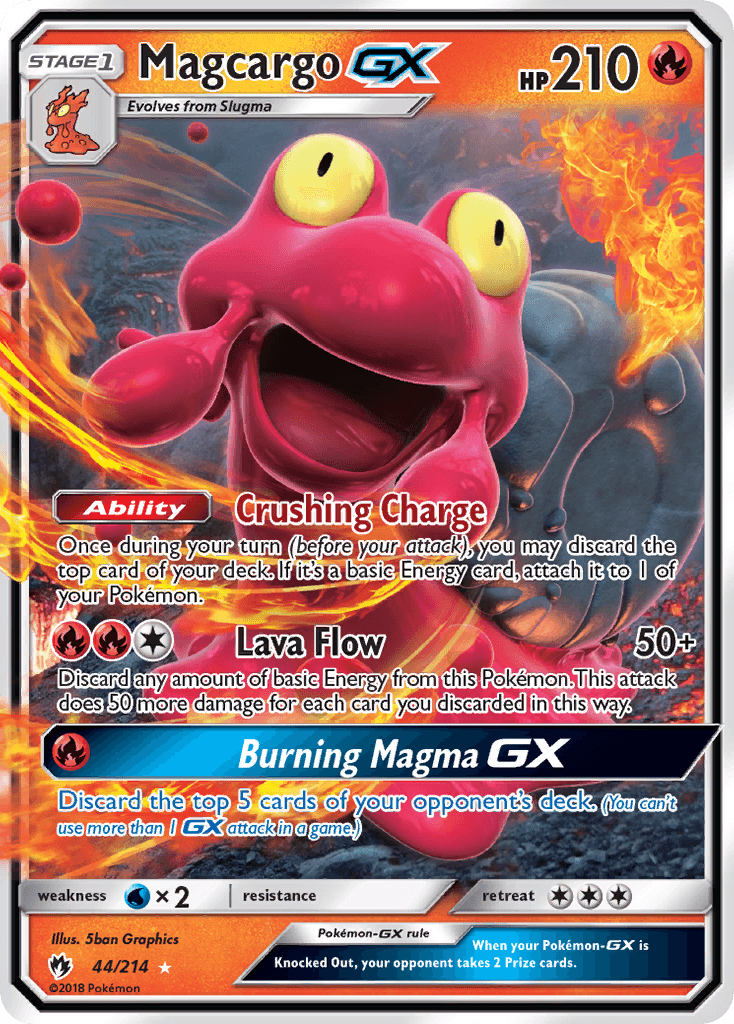 Magcargo GX — Lost Thunder #44/214, raw, NM