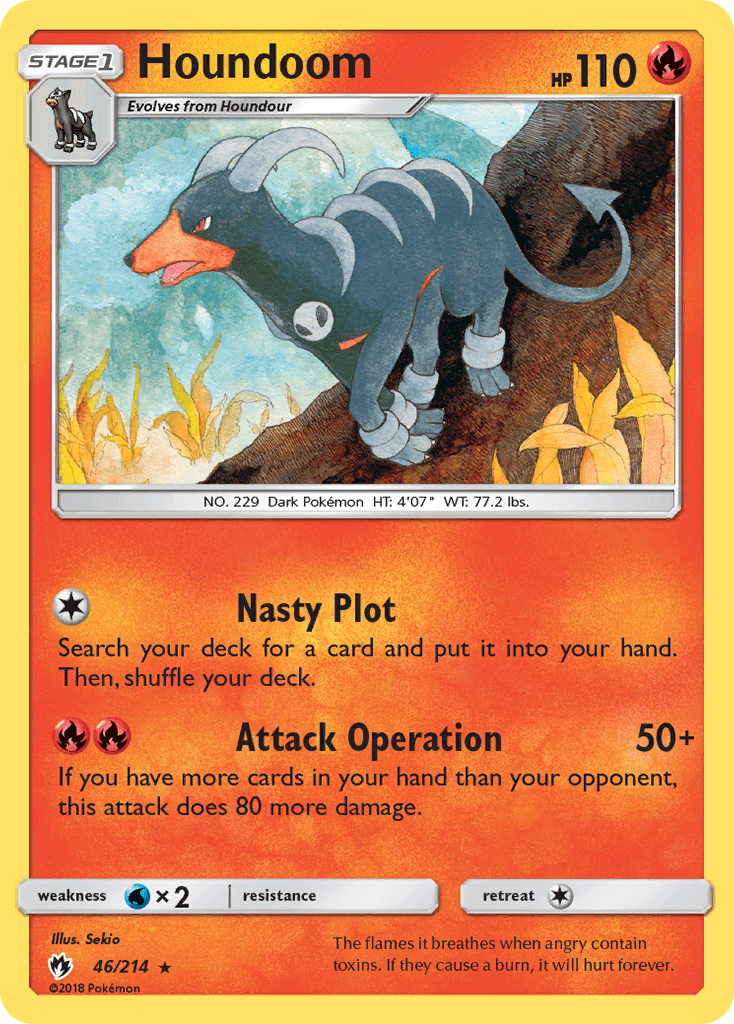 Houndoom — Lost Thunder #46/214, raw, NM