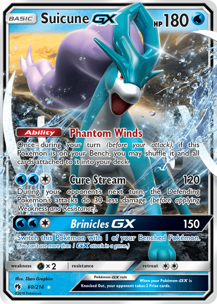 Suicune GX — Lost Thunder #60/214, raw, NM