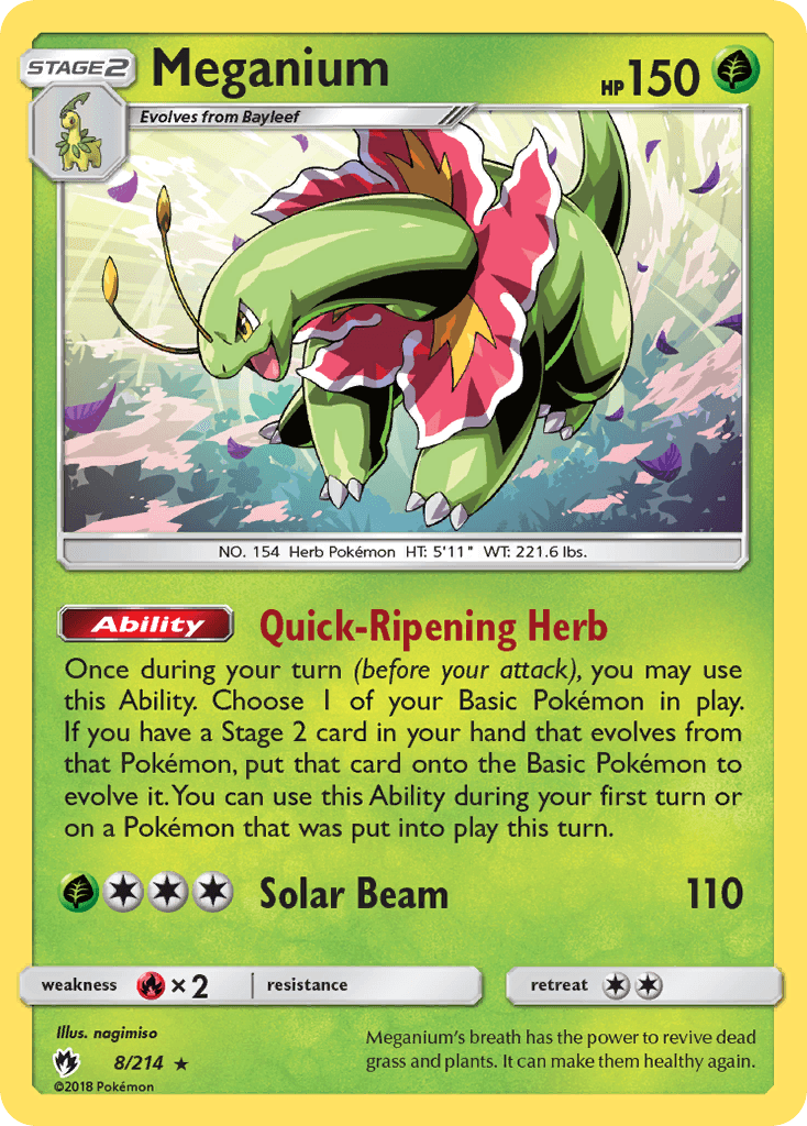 Meganium — Lost Thunder #8/214, raw, NM