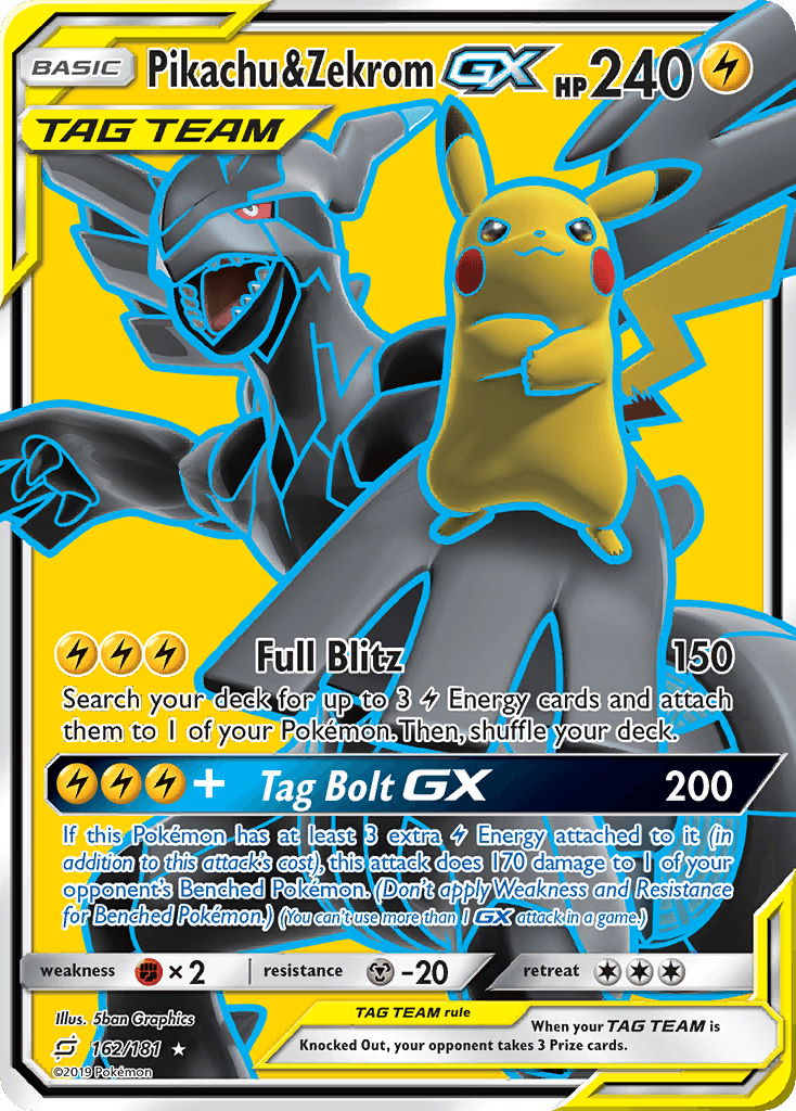 Pikachu & Zekrom GX — Team Up #162/181, PSA 10