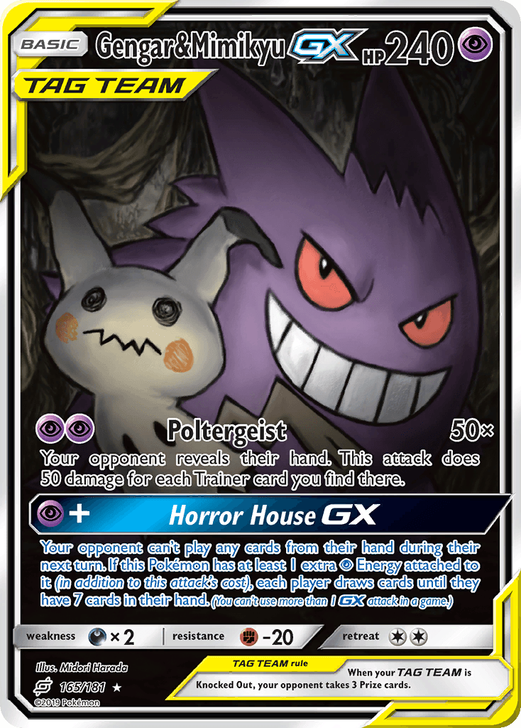Gengar & Mimikyu GX — Team Up #165/181, PSA 10