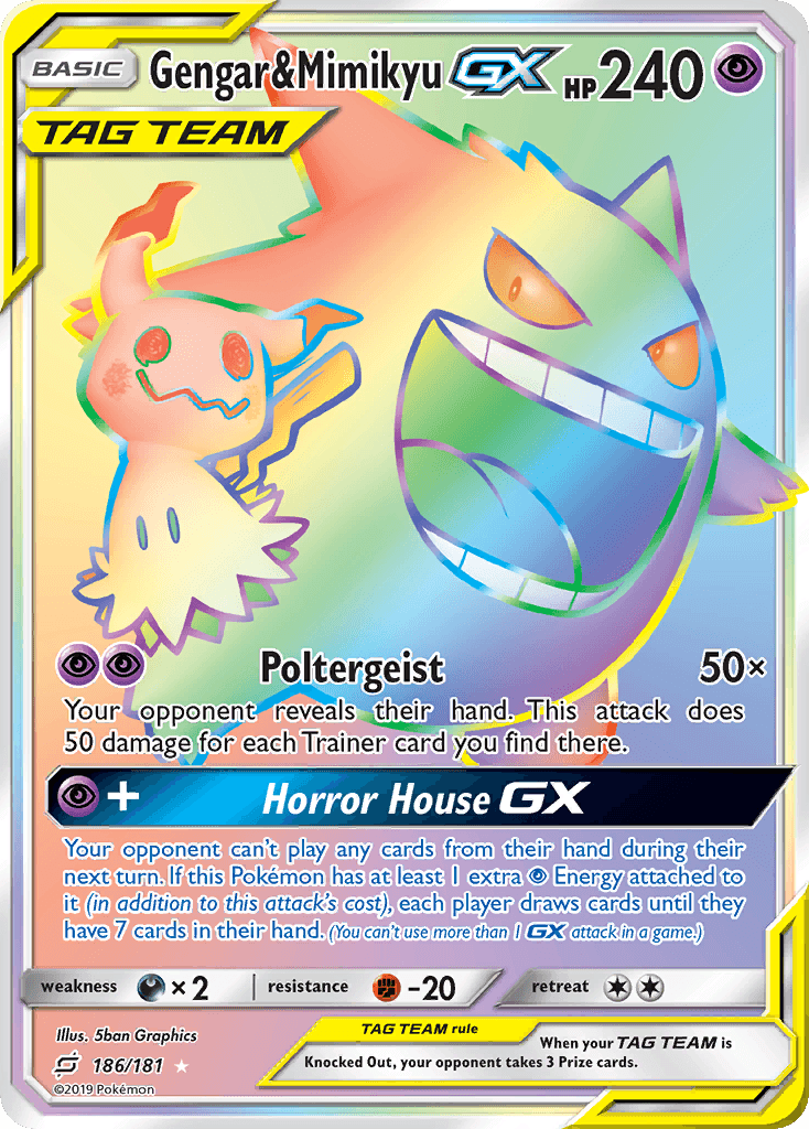 Gengar & Mimikyu GX — Team Up #186/181, PSA 10