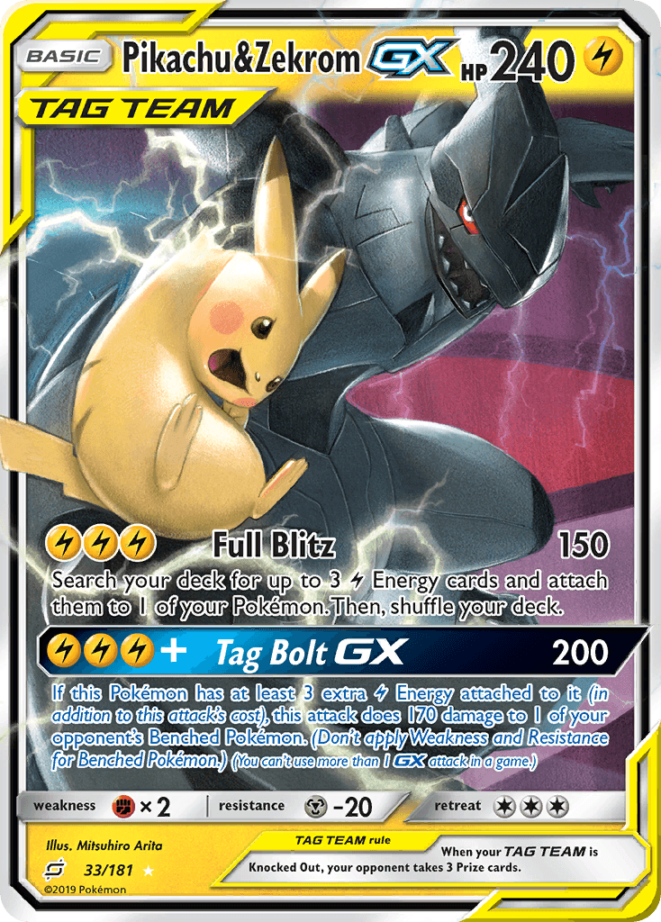 Pikachu & Zekrom GX — Team Up #33/181, PSA 10