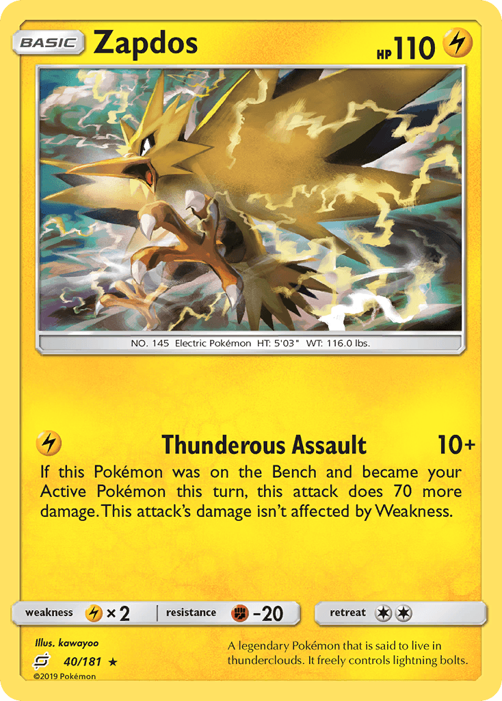 Zapdos — Team Up #40/181, raw, NM