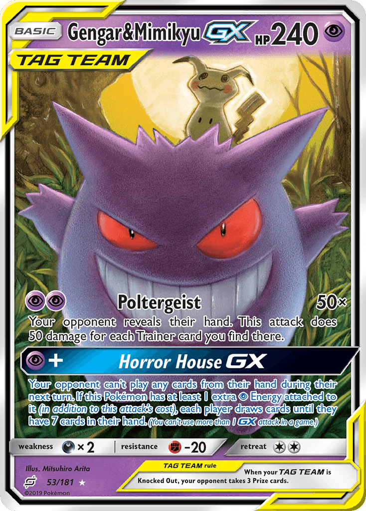 Gengar & Mimikyu GX — Team Up #53/181, PSA 10