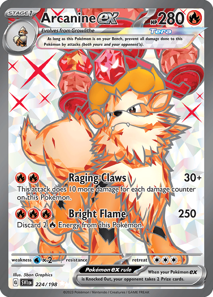 Arcanine ex — Scarlet & Violet #224/198, PSA 10