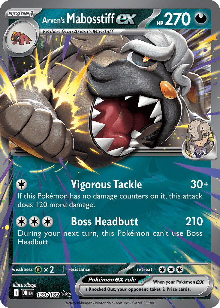 Arven's Mabosstiff ex — Destined Rivals #139/182, CGC 10