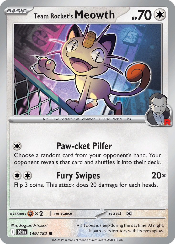 Team Rocket's Meowth — Destined Rivals #149/182, PSA 9