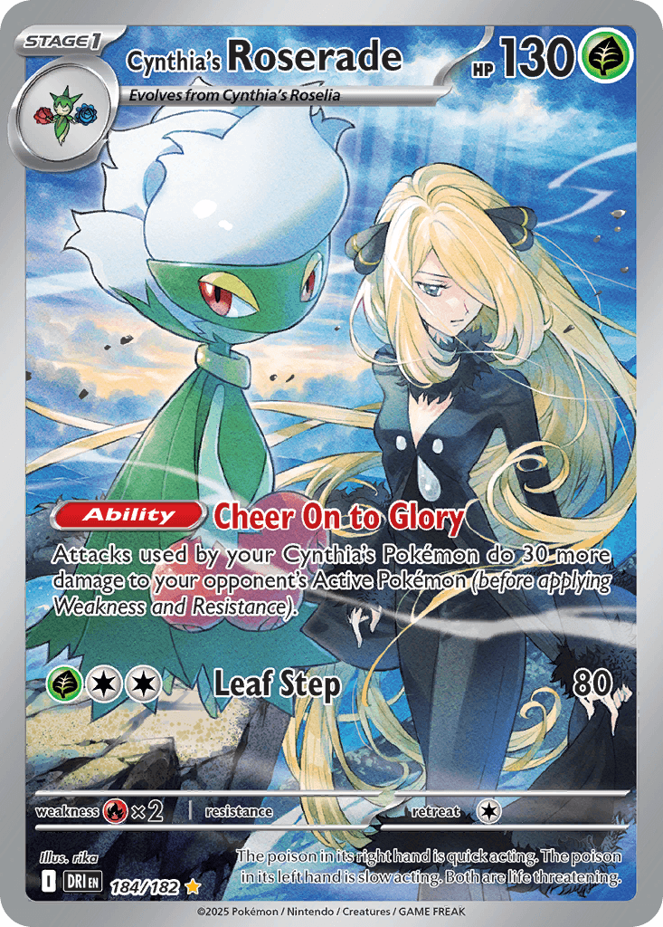 Cynthia's Roserade — Destined Rivals #184/182, raw, NM