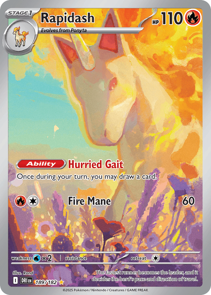 Rapidash — Destined Rivals #189/182, raw, NM