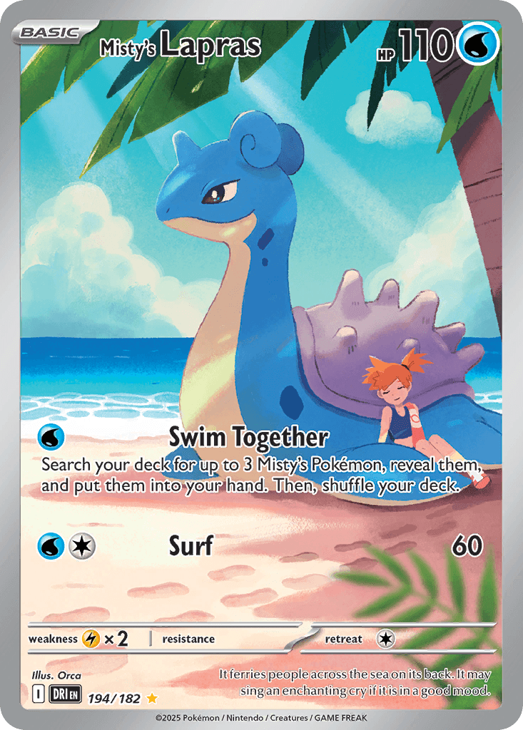 Misty's Lapras — Destined Rivals #194/182, PSA 9