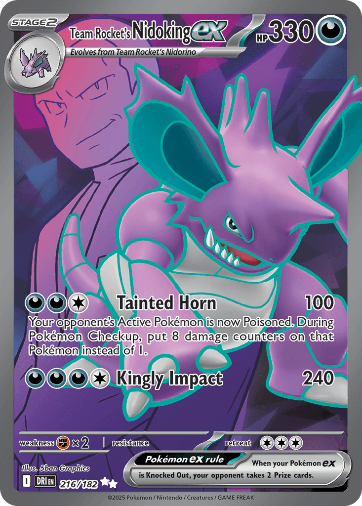 Team Rocket's Nidoking ex — Destined Rivals #216/182, PSA 10