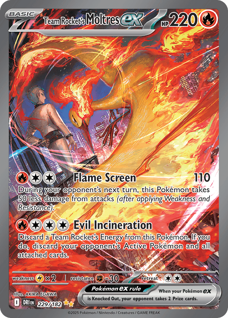 Team Rocket's Moltres ex — Destined Rivals #229/182, raw, NM