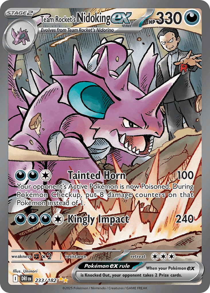 Team Rocket's Nidoking ex — Destined Rivals #233/182, raw, NM