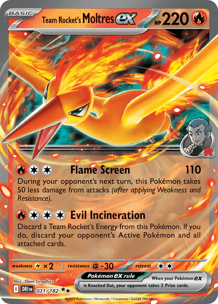 Team Rocket's Moltres Ex — Destined Rivals #31/182, PSA 10