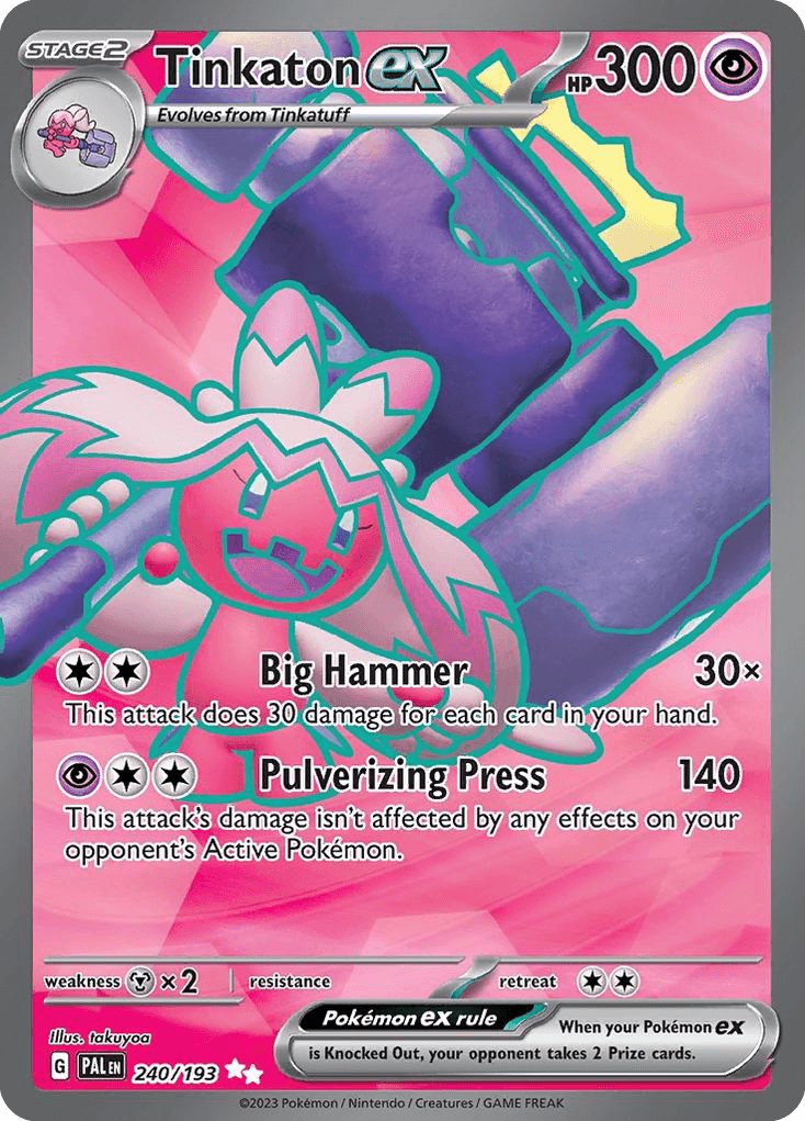 Tinkaton ex — Paldea Evolved #240/193, raw, NM
