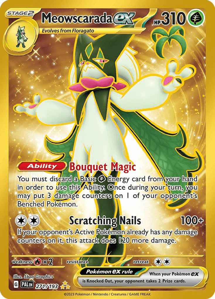 Meowscarada ex — Paldea Evolved #271/193, raw, NM