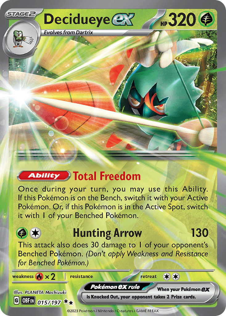 Decidueye ex — Obsidian Flames #15/197, PSA 9