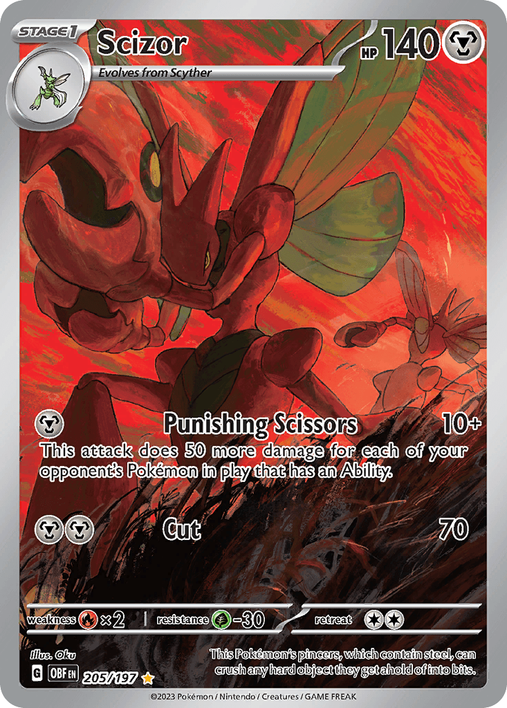 Scizor — Obsidian Flames #205/197, raw, NM