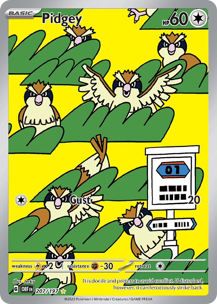 Pidgey — Obsidian Flames #207/197, raw, NM