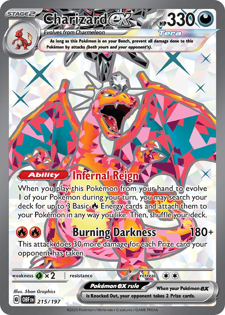 Charizard ex — Obsidian Flames #215/197, raw, NM