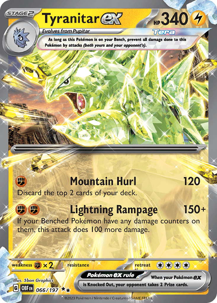 Tyranitar ex — Obsidian Flames #66/197, raw, NM