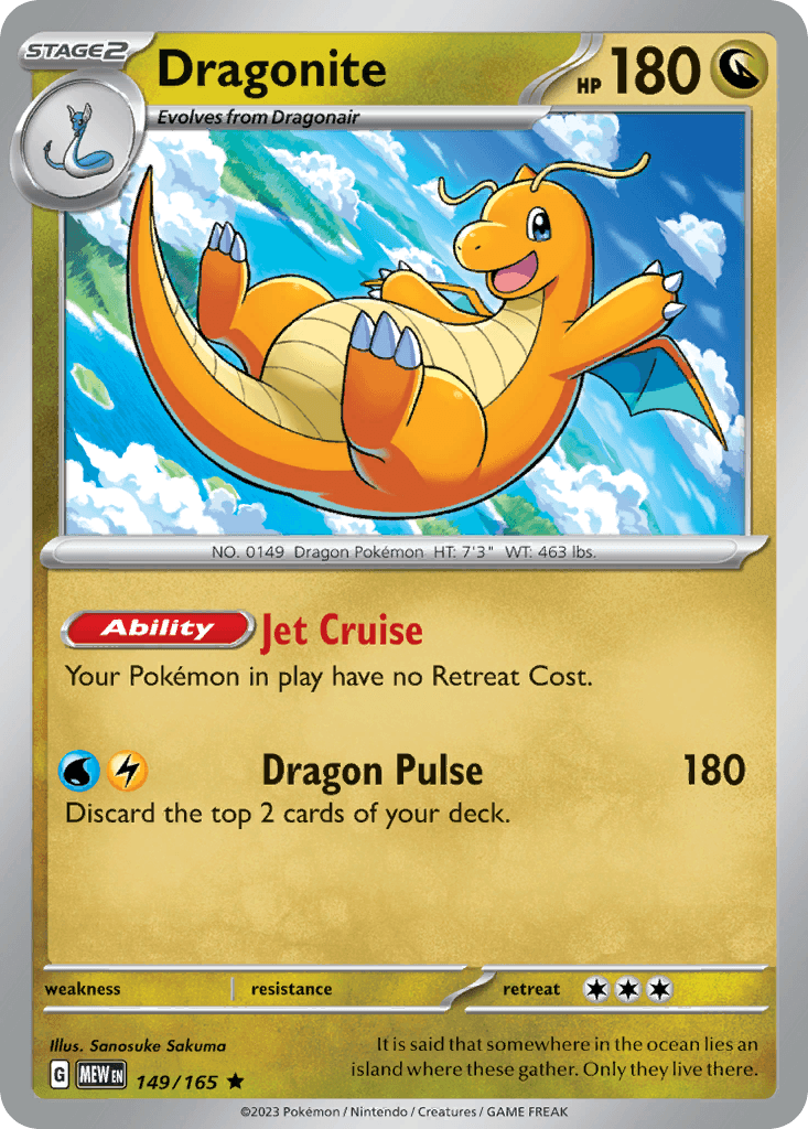 Dragonite — 151 #149/165, raw, NM