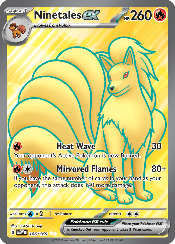 Ninetales ex — 151 #186/165, raw, NM