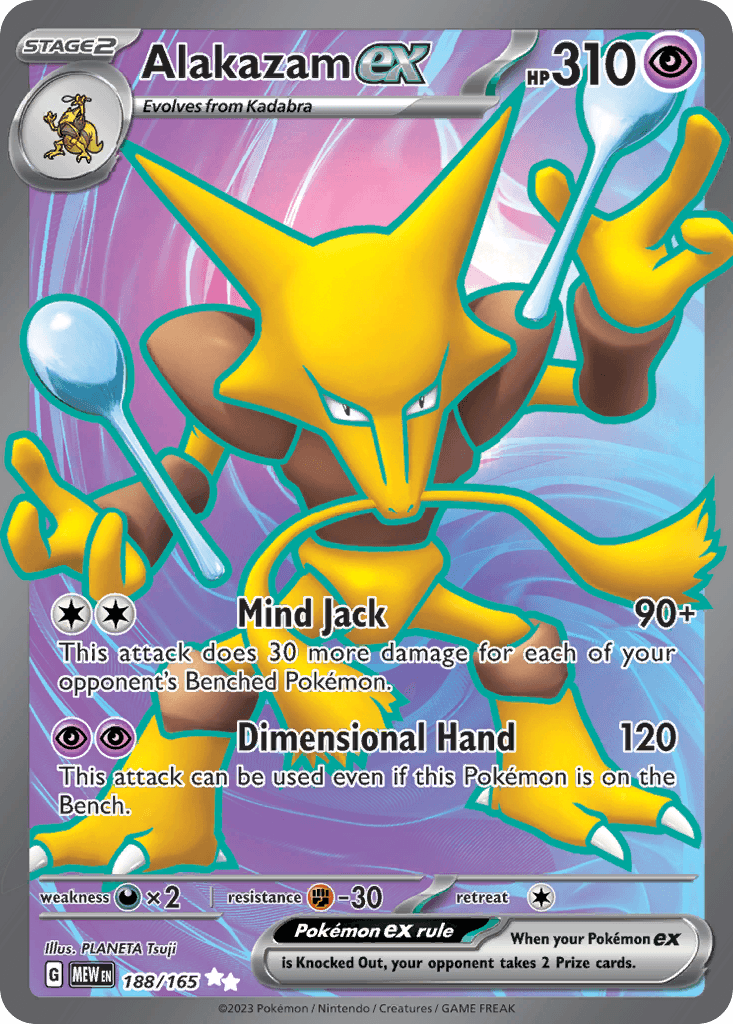 Alakazam ex — 151 #188/165, raw, NM