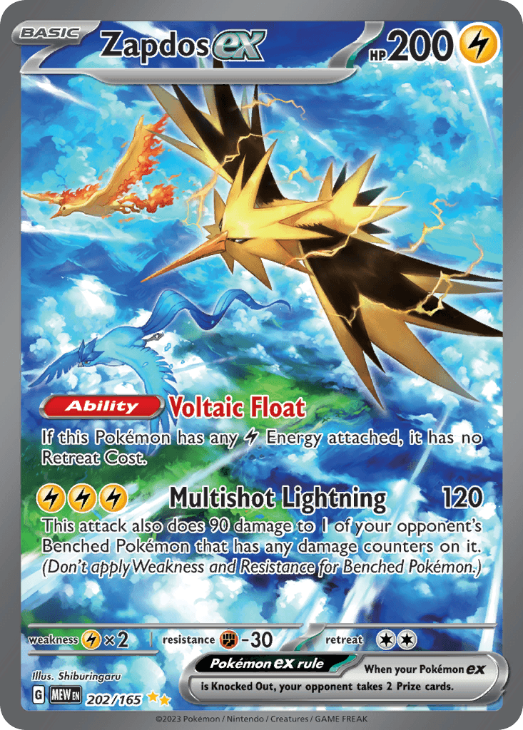 Zapdos ex — 151 #202/165, PSA 9