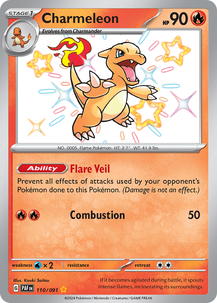 Charmeleon — Paldean Fates #110/91, PSA 10